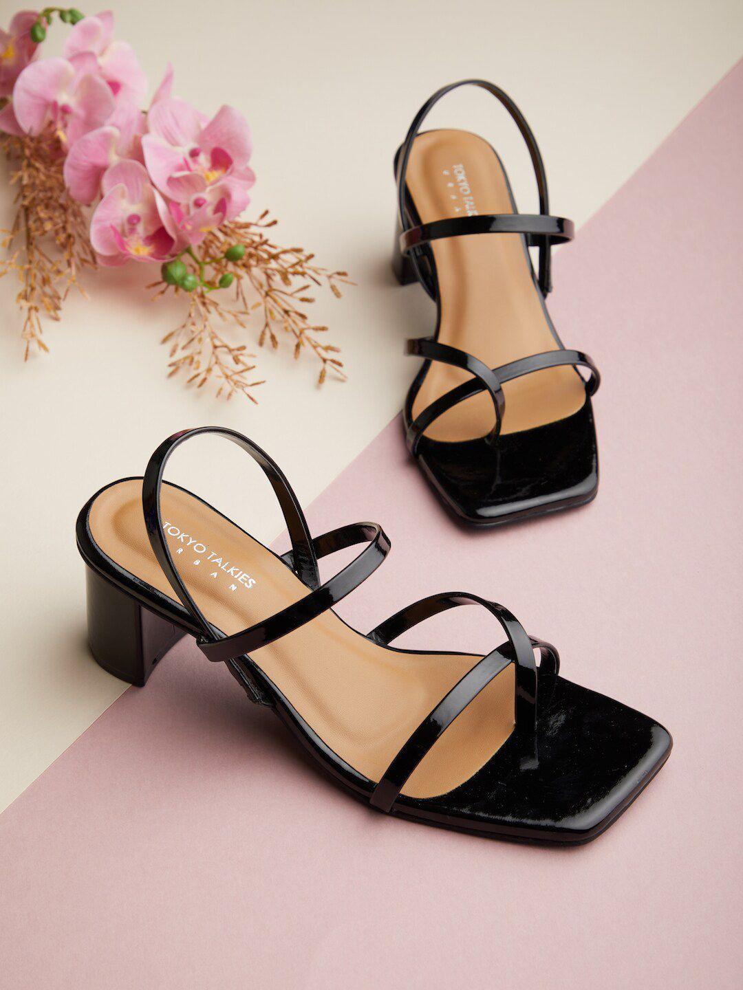 tokyo talkies women black block sandals