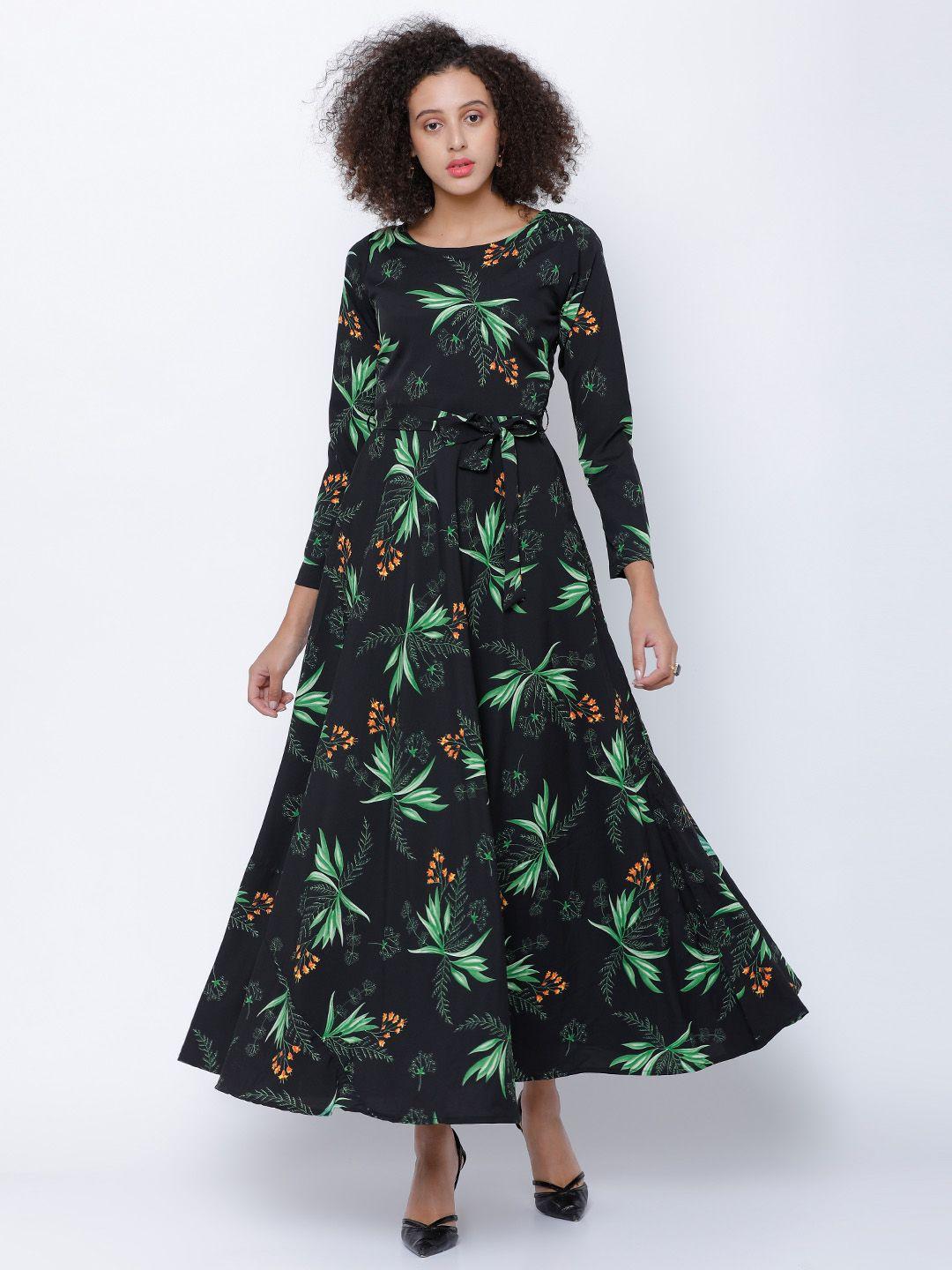 tokyo talkies women black printed maxi dress