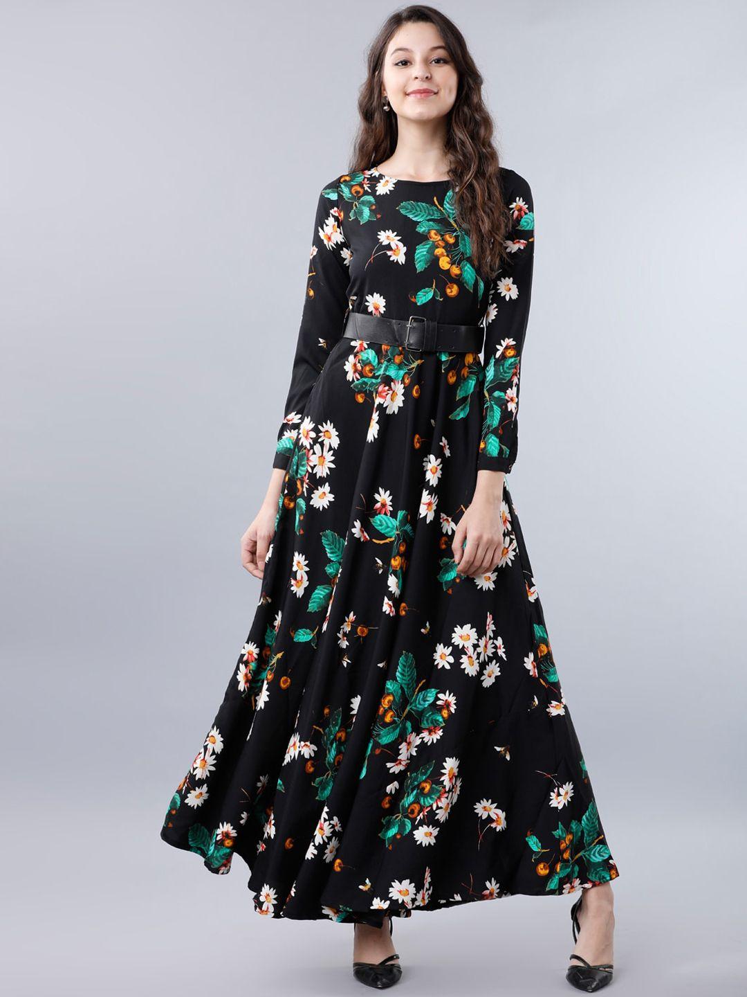 tokyo talkies women black printed maxi dress