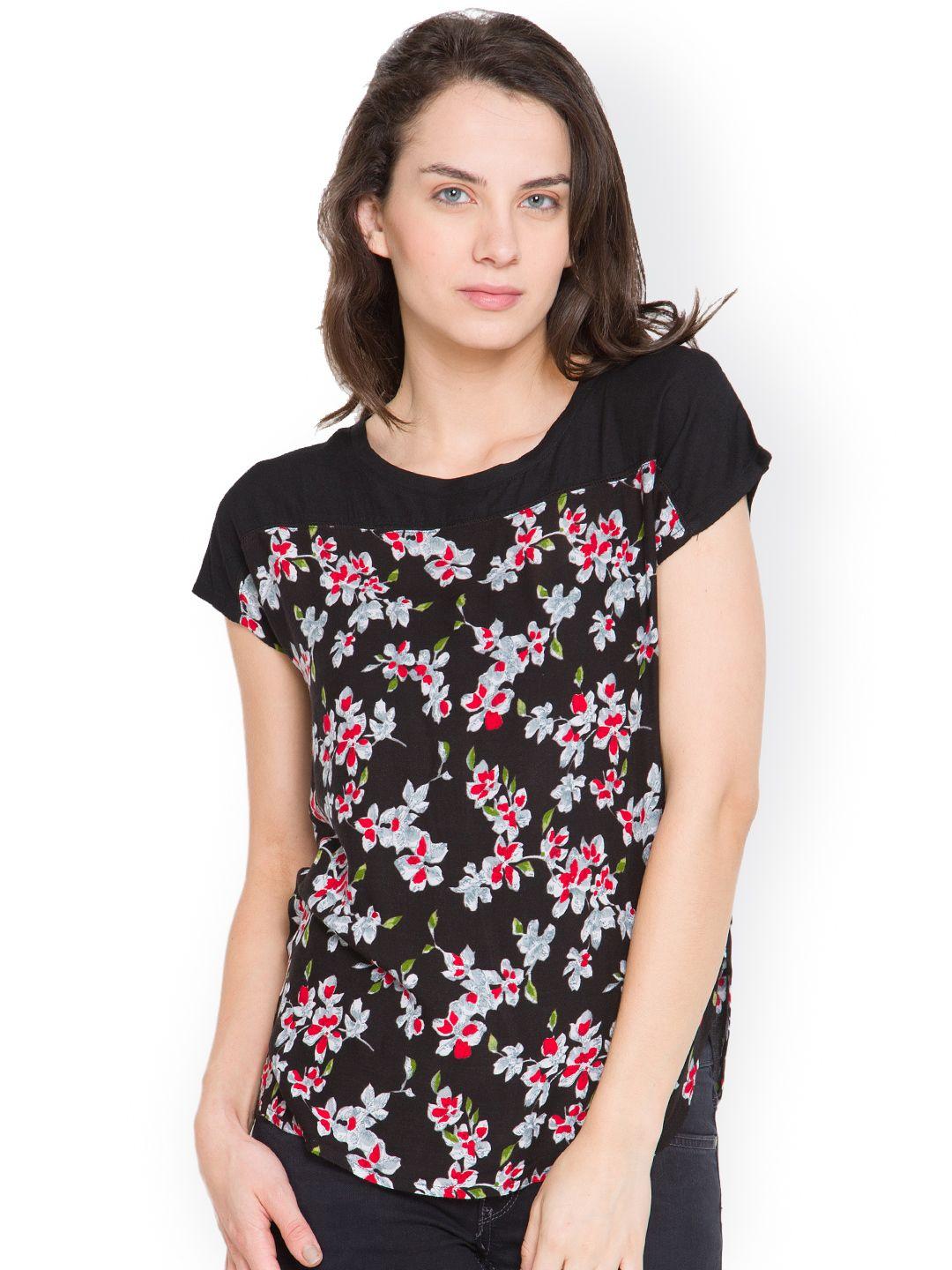 tokyo talkies women black printed top