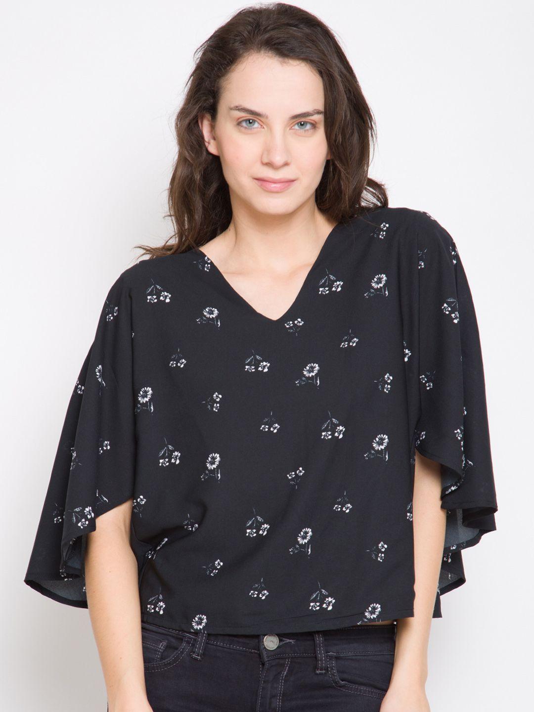 tokyo talkies women black printed top