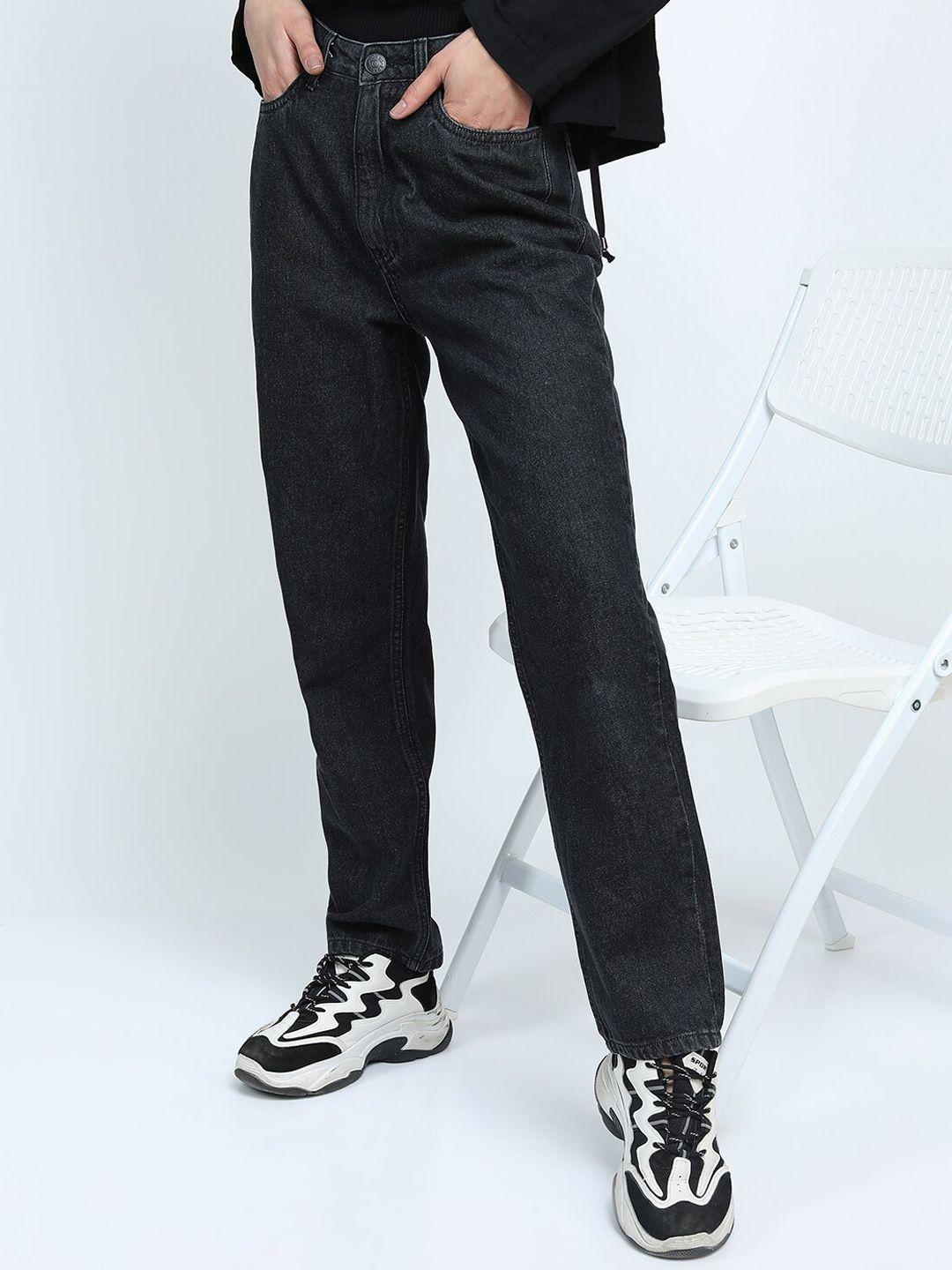 tokyo talkies women black regular fit mid-rise jeans