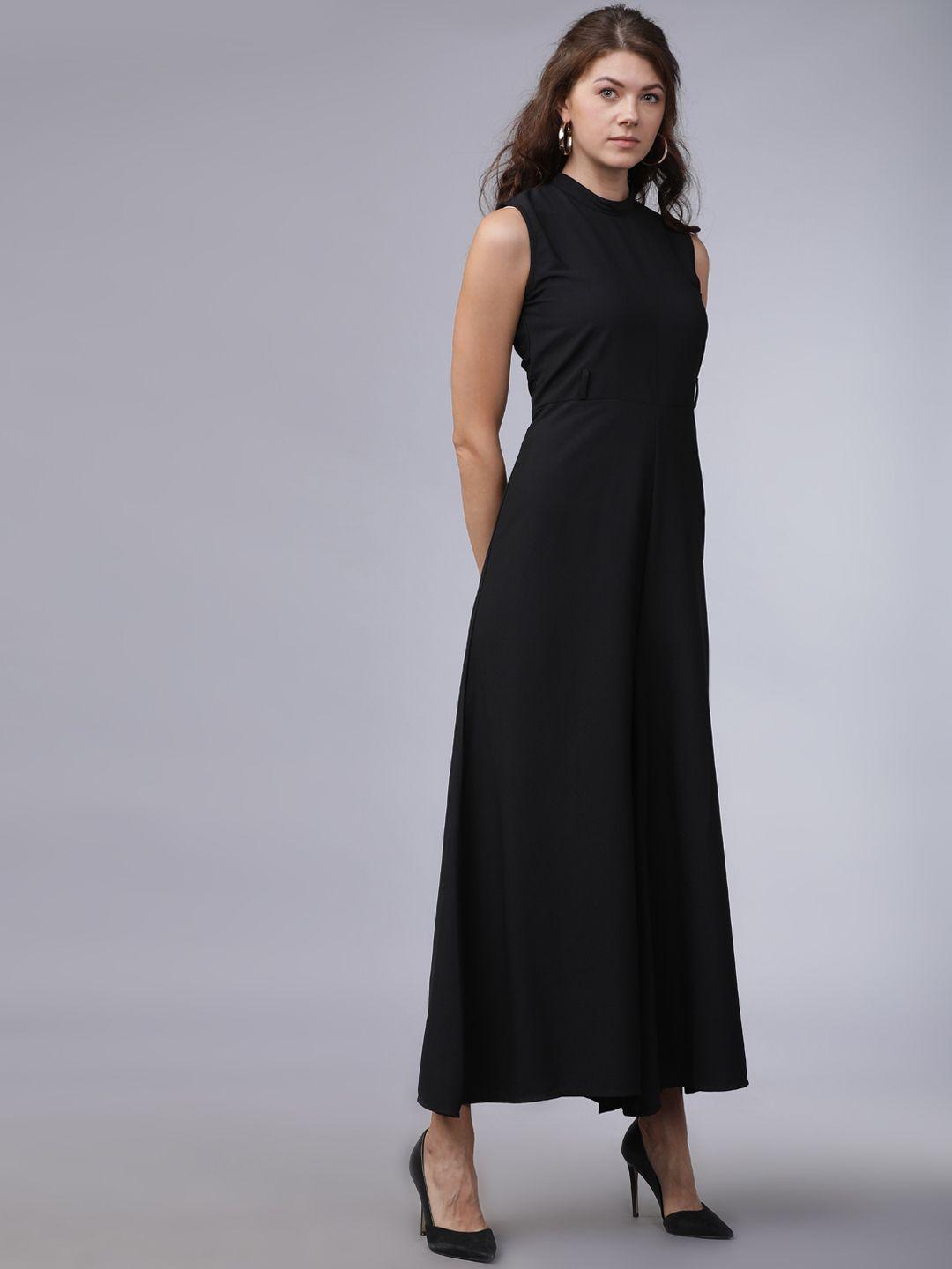 tokyo talkies women black solid basic jumpsuit