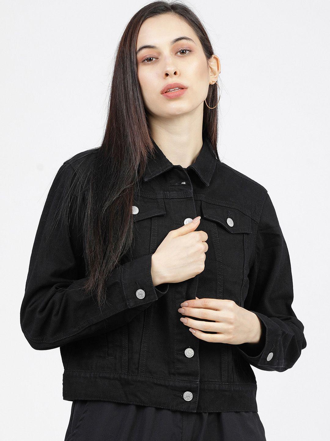 tokyo talkies women black solid jacket