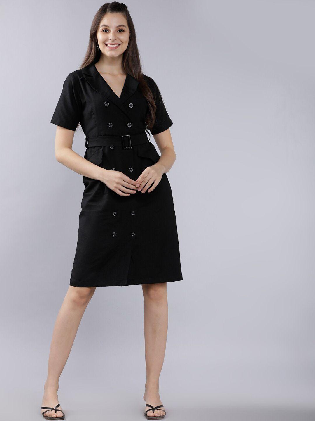 tokyo talkies women black solid shirt dress