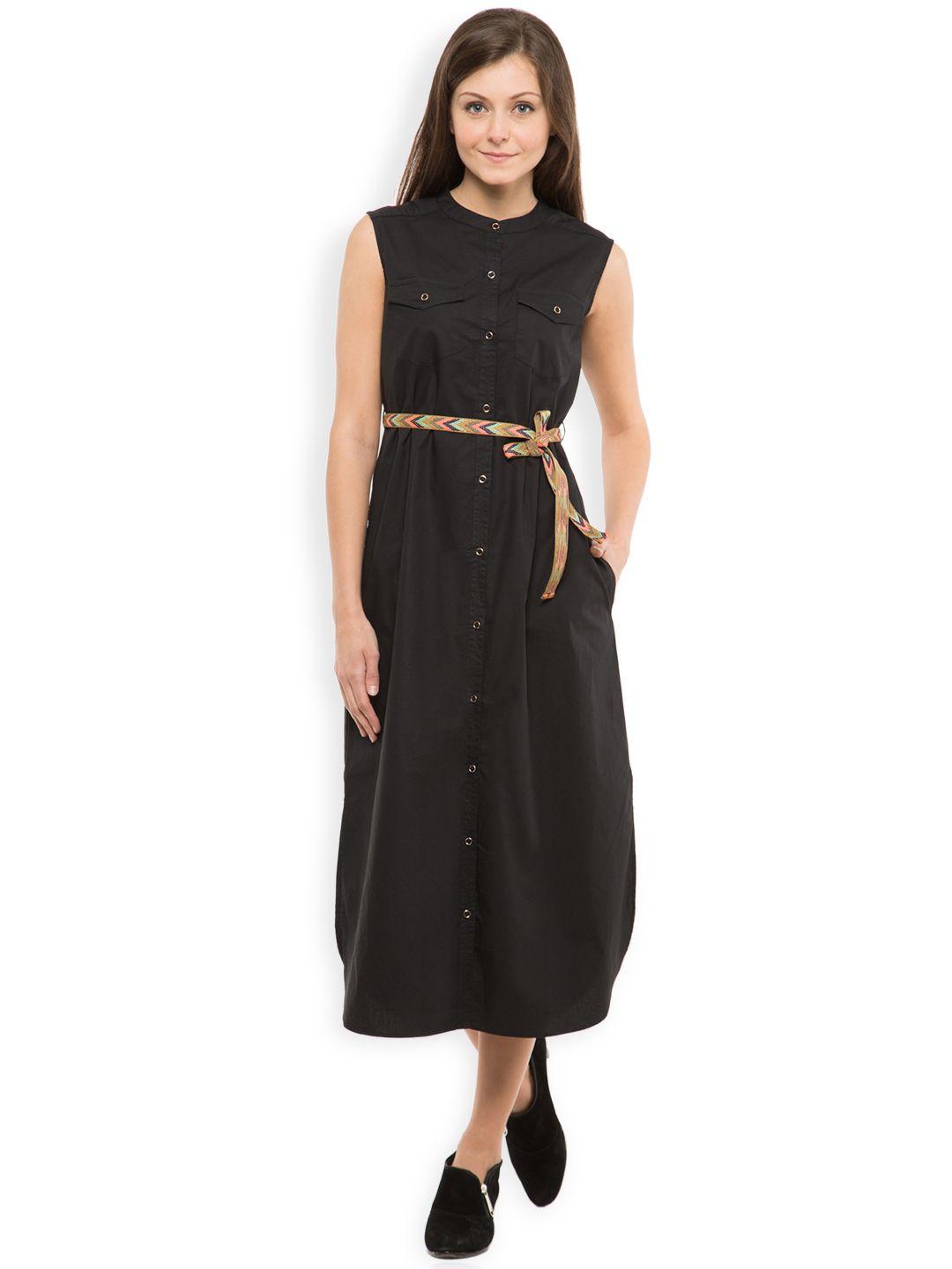 tokyo talkies women black solid shirt dress