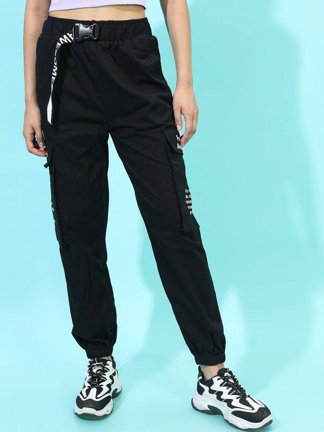 tokyo talkies women black solid trousers