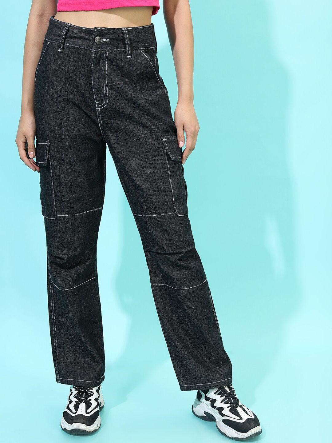 tokyo talkies women black straight fit jeans
