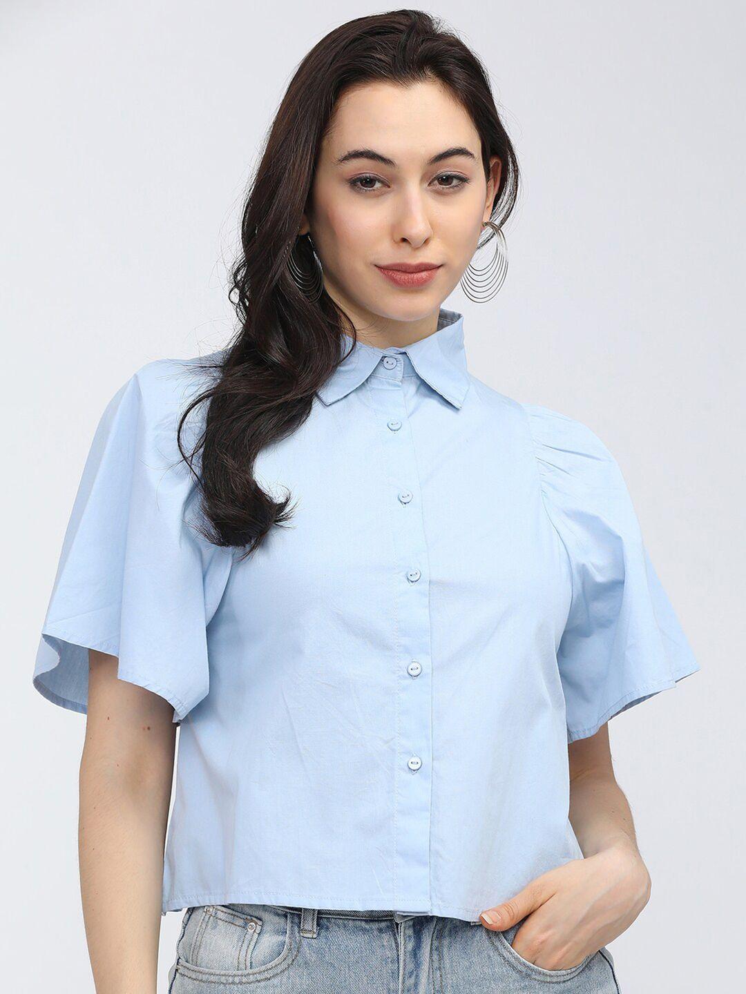 tokyo talkies women blue casual shirt