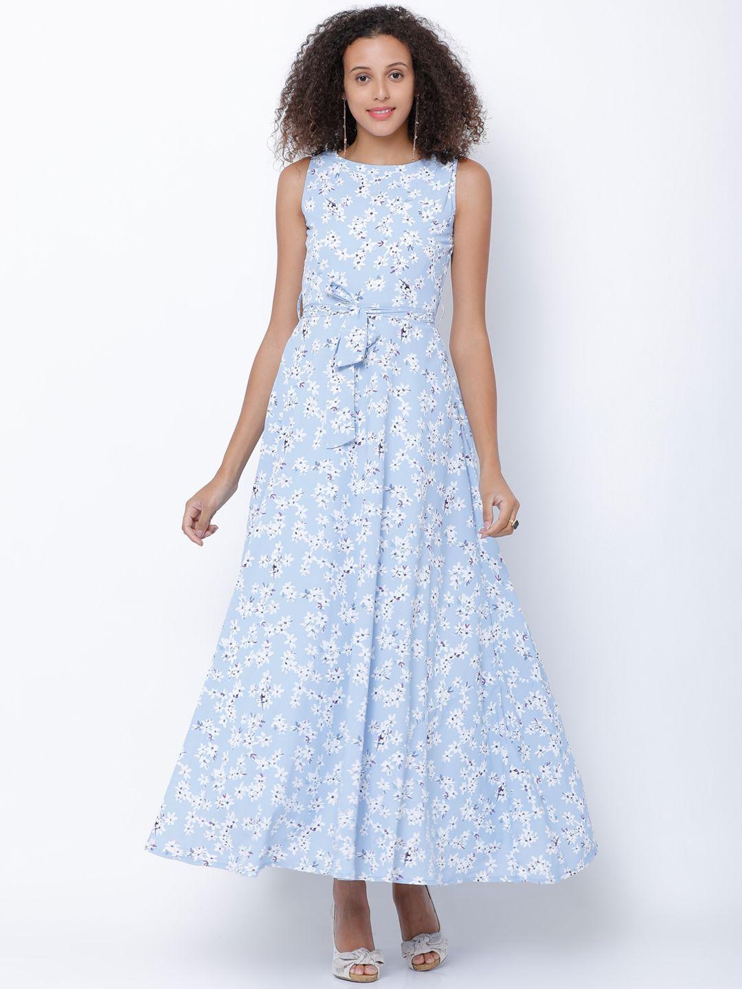 tokyo talkies women blue printed maxi dress