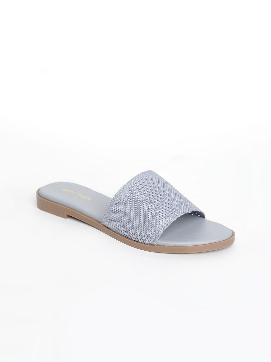 tokyo talkies women blue printed open toe flats