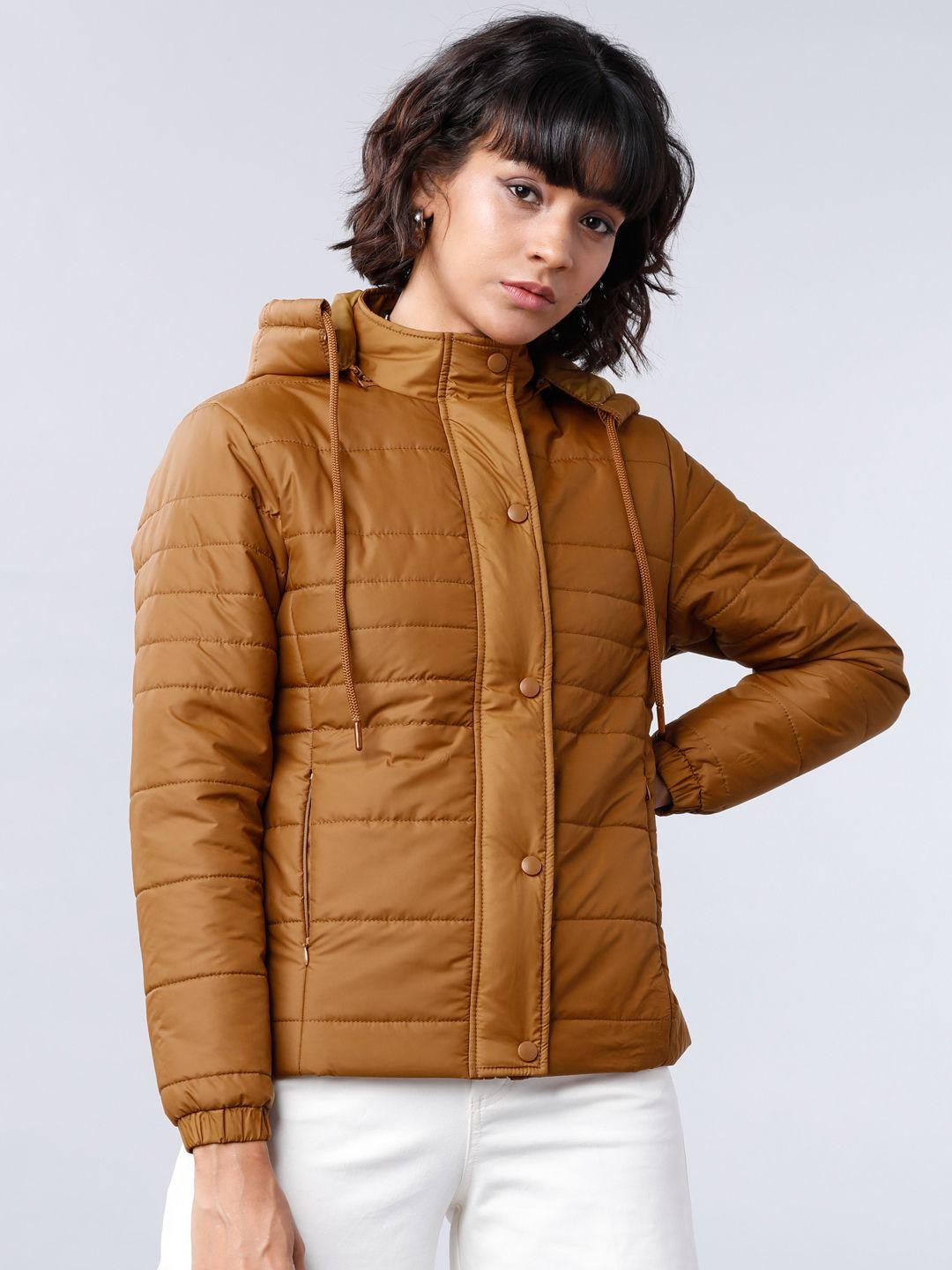 tokyo talkies women camel brown solid padded jacket