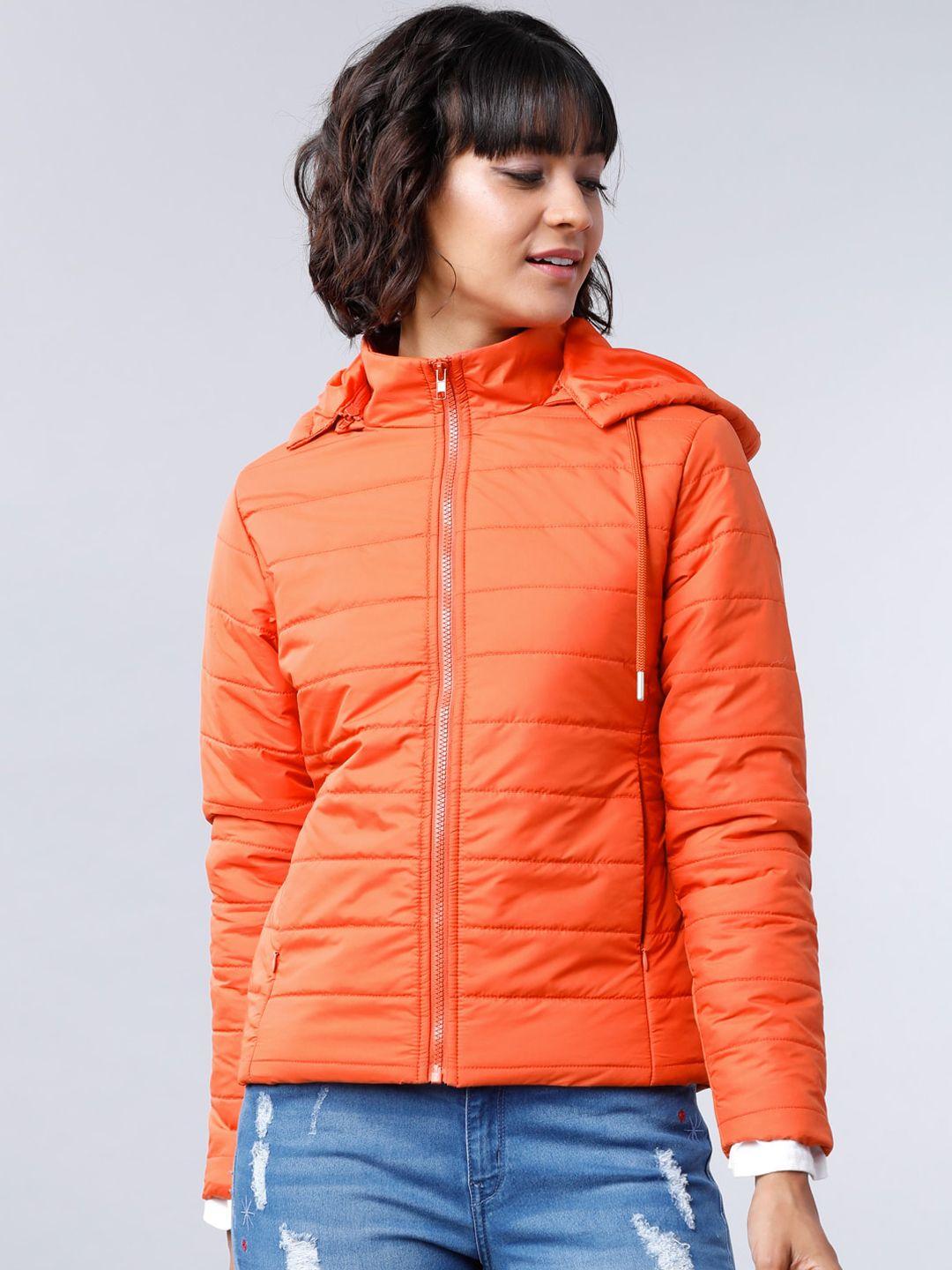 tokyo talkies women coral solid puffer jacket