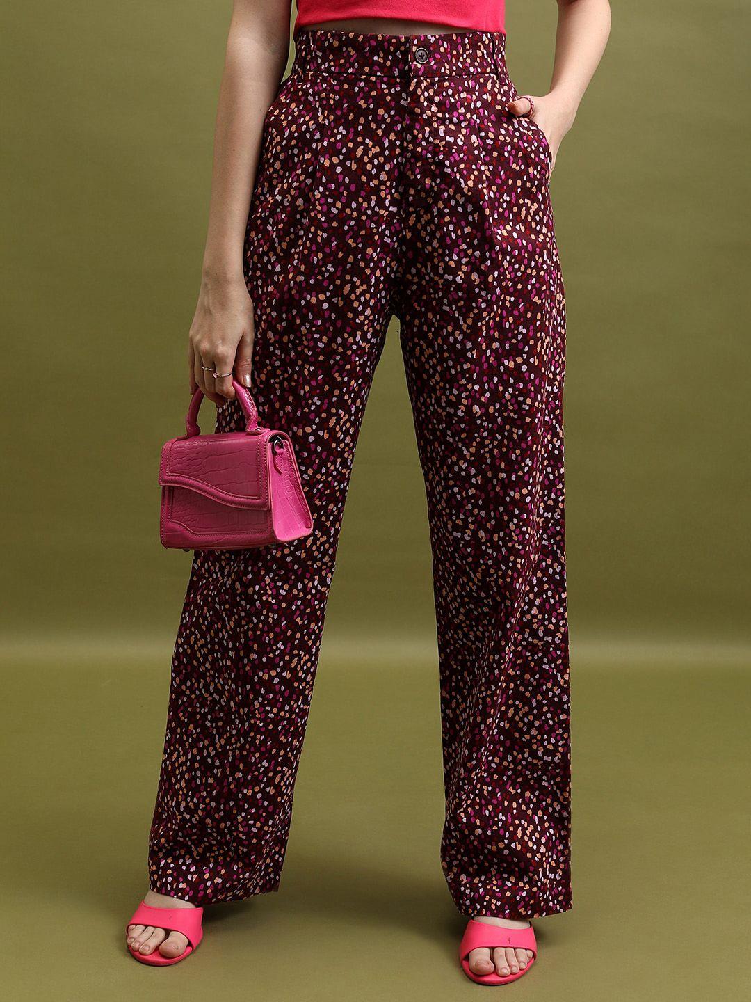 tokyo talkies women floral printed cotton flared trousers