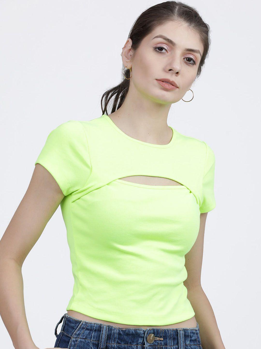 tokyo talkies women fluorescent green t-shirt