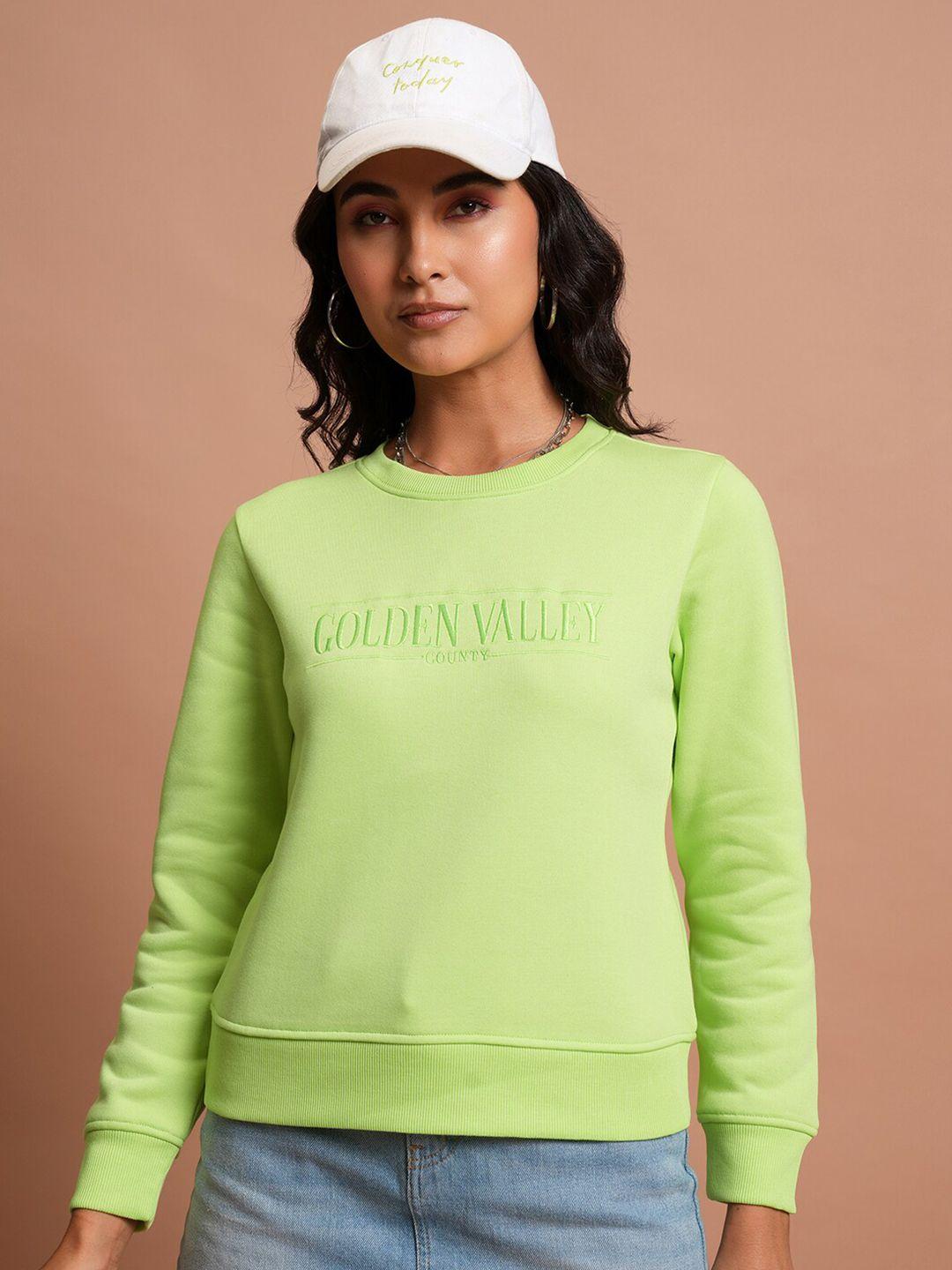 tokyo talkies women green embroidered sweatshirt
