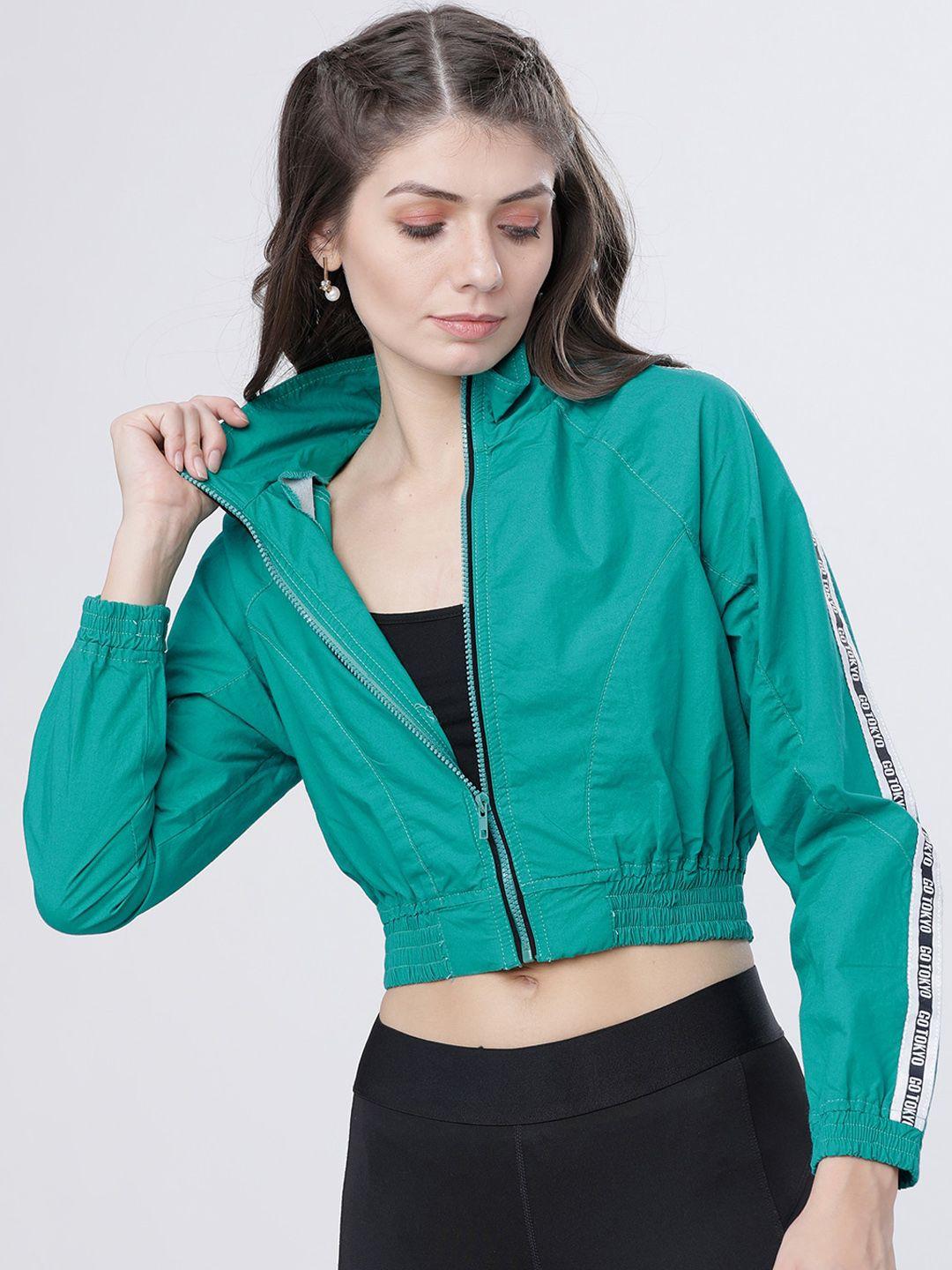 tokyo talkies women green solid sporty shacket