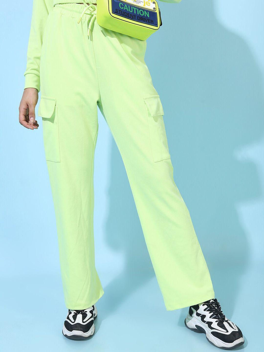 tokyo talkies women green stylish solid trousers