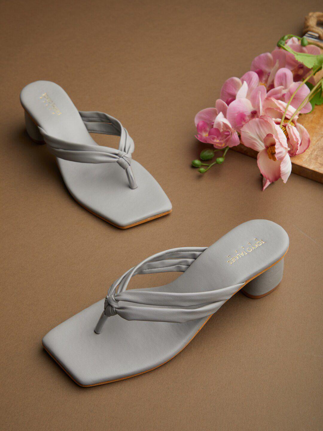 tokyo talkies women grey block sandals