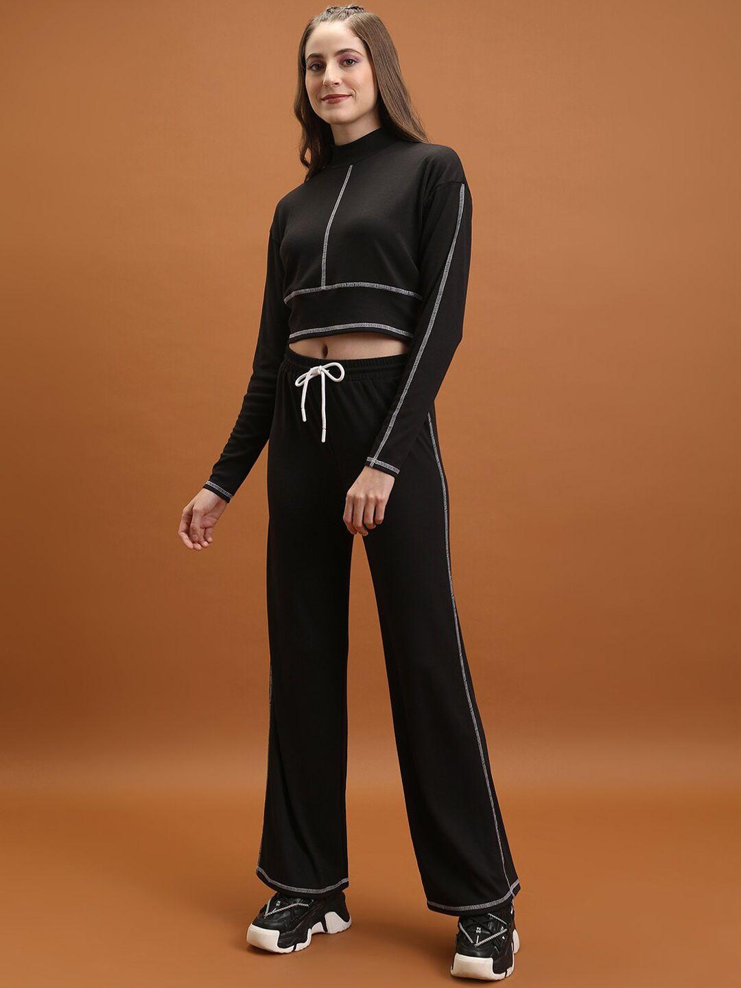 tokyo talkies women knitted crop top & flared trousers co-ords