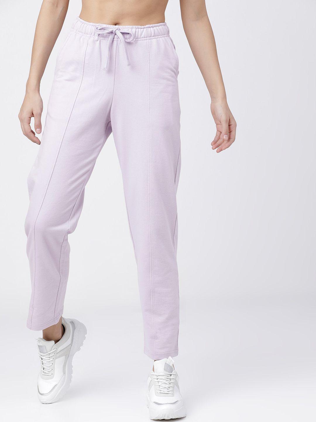 tokyo talkies women lavender solid regular fit track pants