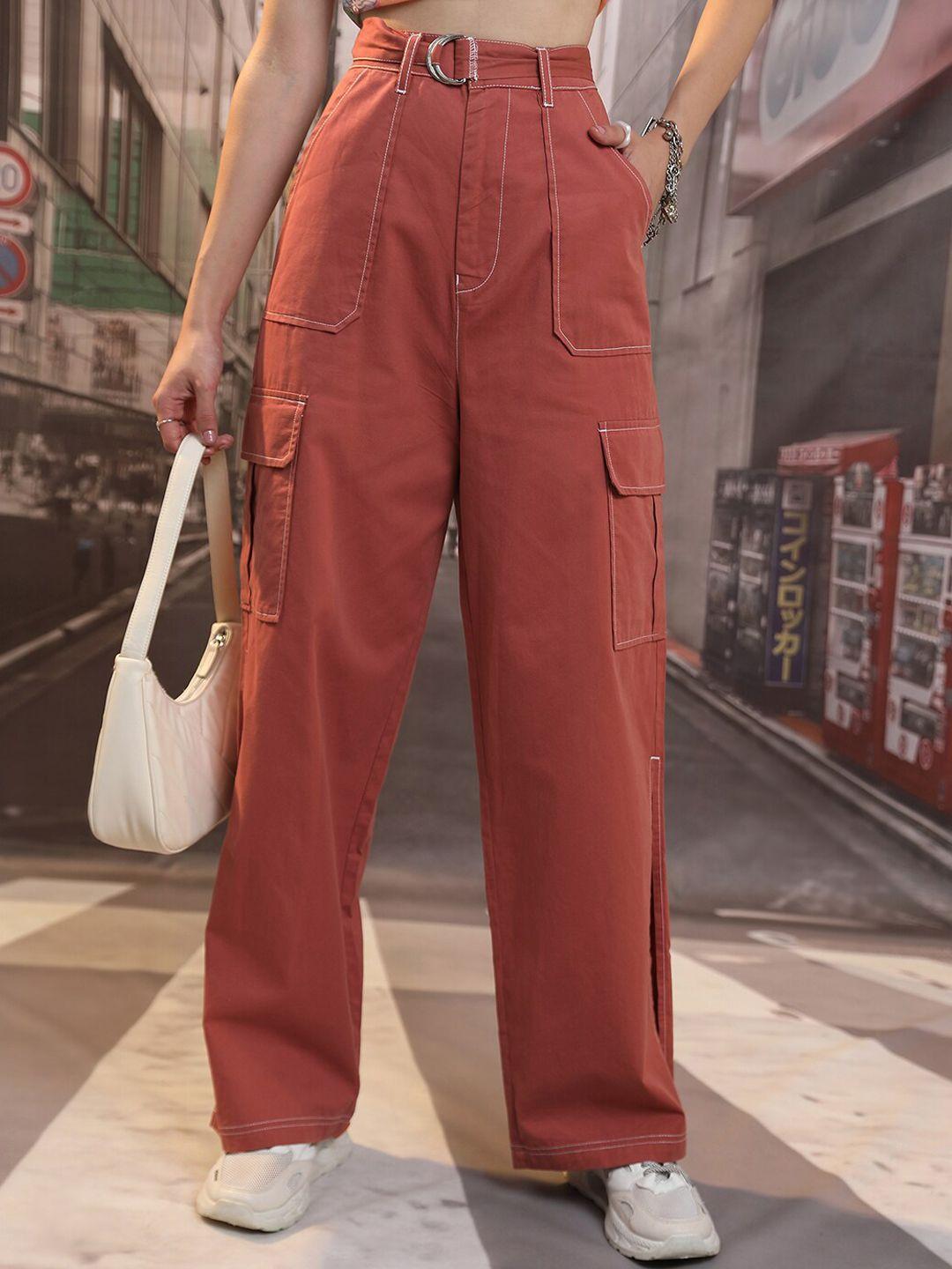 tokyo talkies women mid-rise cargos trousers