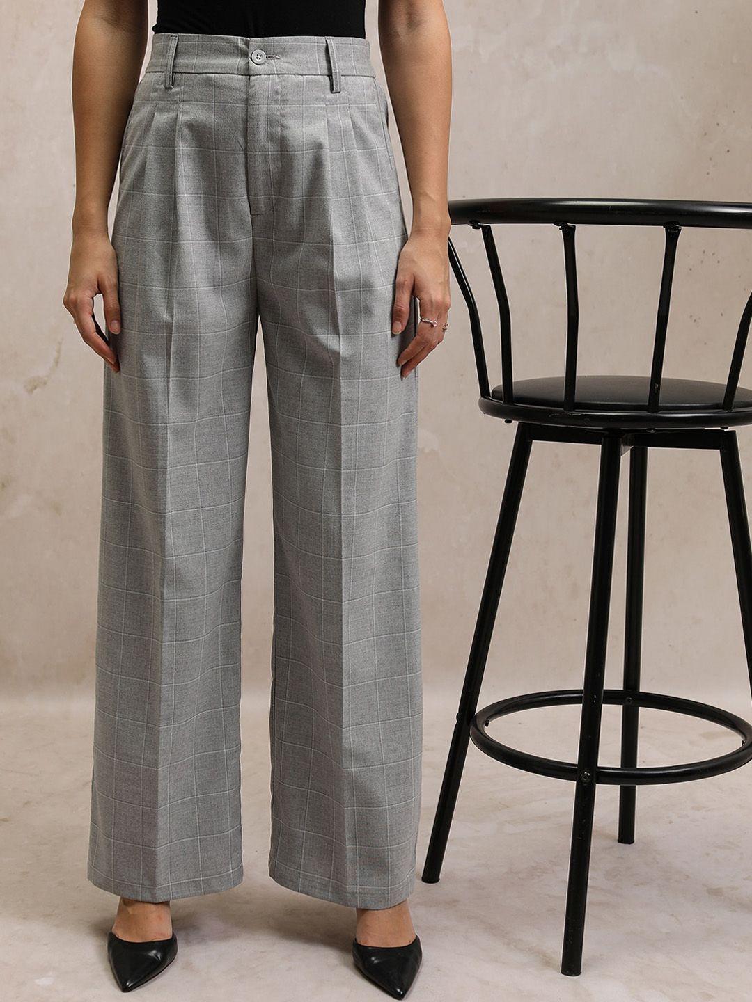 tokyo talkies women mid-rise pleated trousers