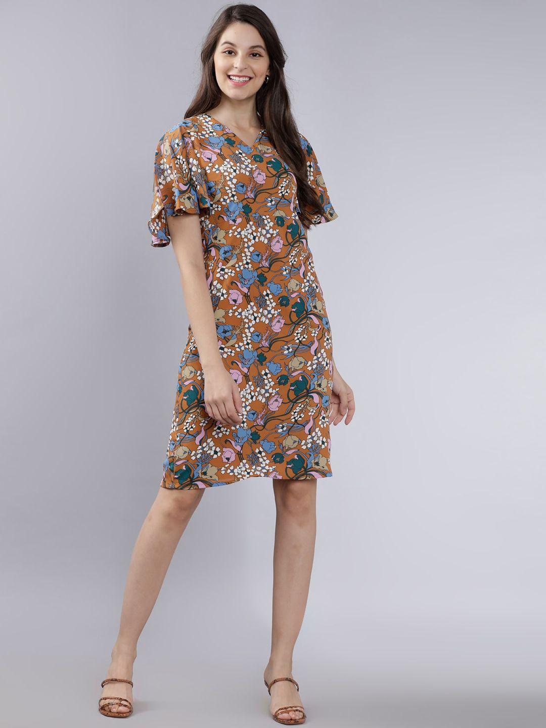 tokyo talkies women multicoloured floral print sheath dress