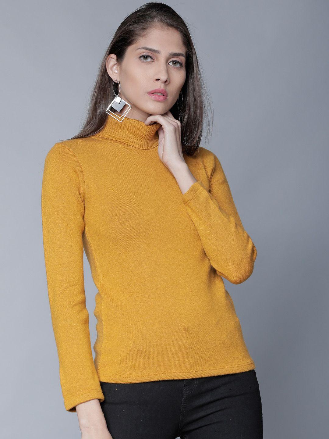 tokyo talkies women mustard solid pullover