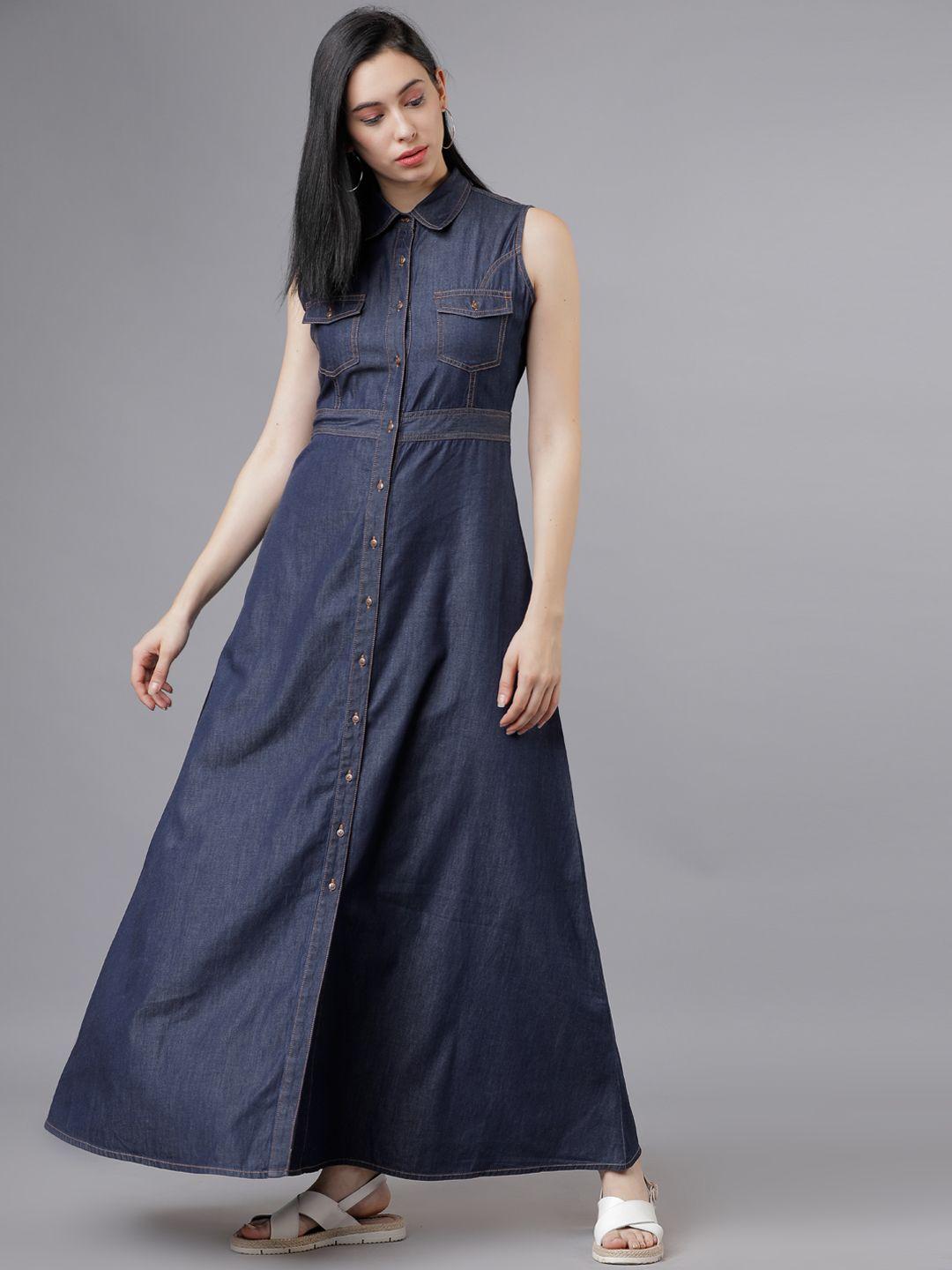 tokyo talkies women navy blue maxi dress