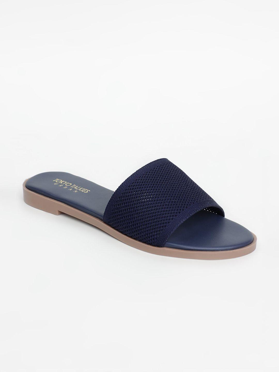 tokyo talkies women navy blue open toe flats