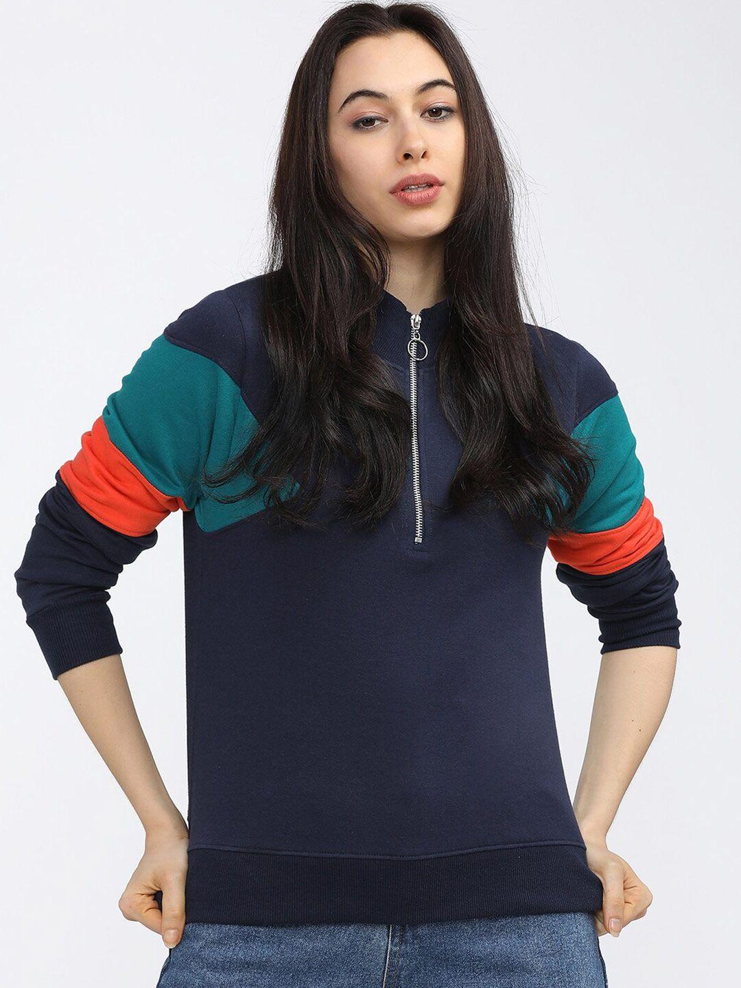tokyo talkies women navy blue sweatshirt