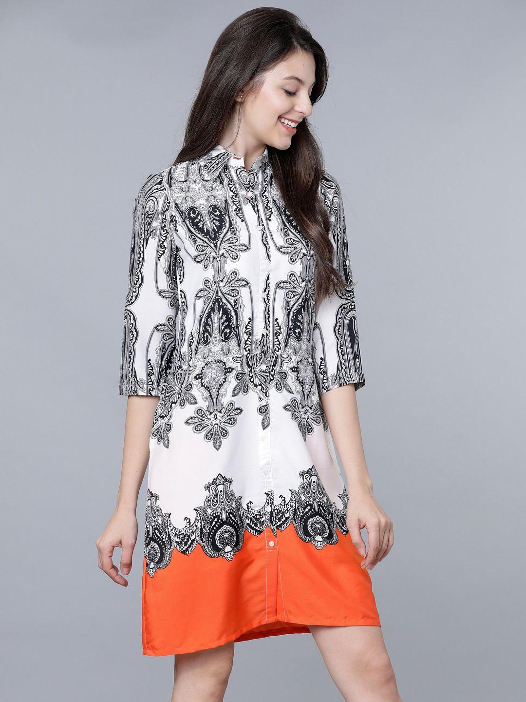 tokyo talkies women off-white printed shirt dress