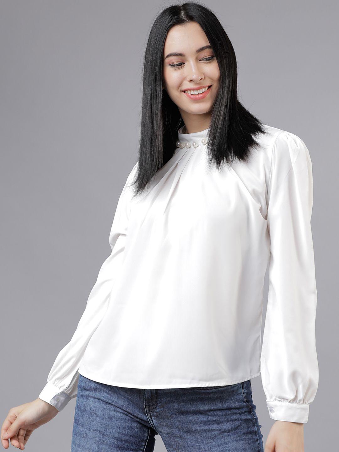 tokyo talkies women off-white solid a-line top