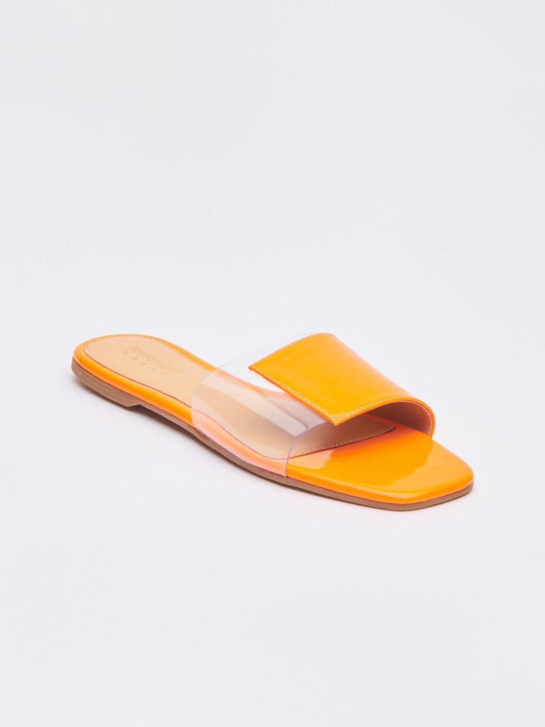 tokyo talkies women orange colourblocked open toe flats