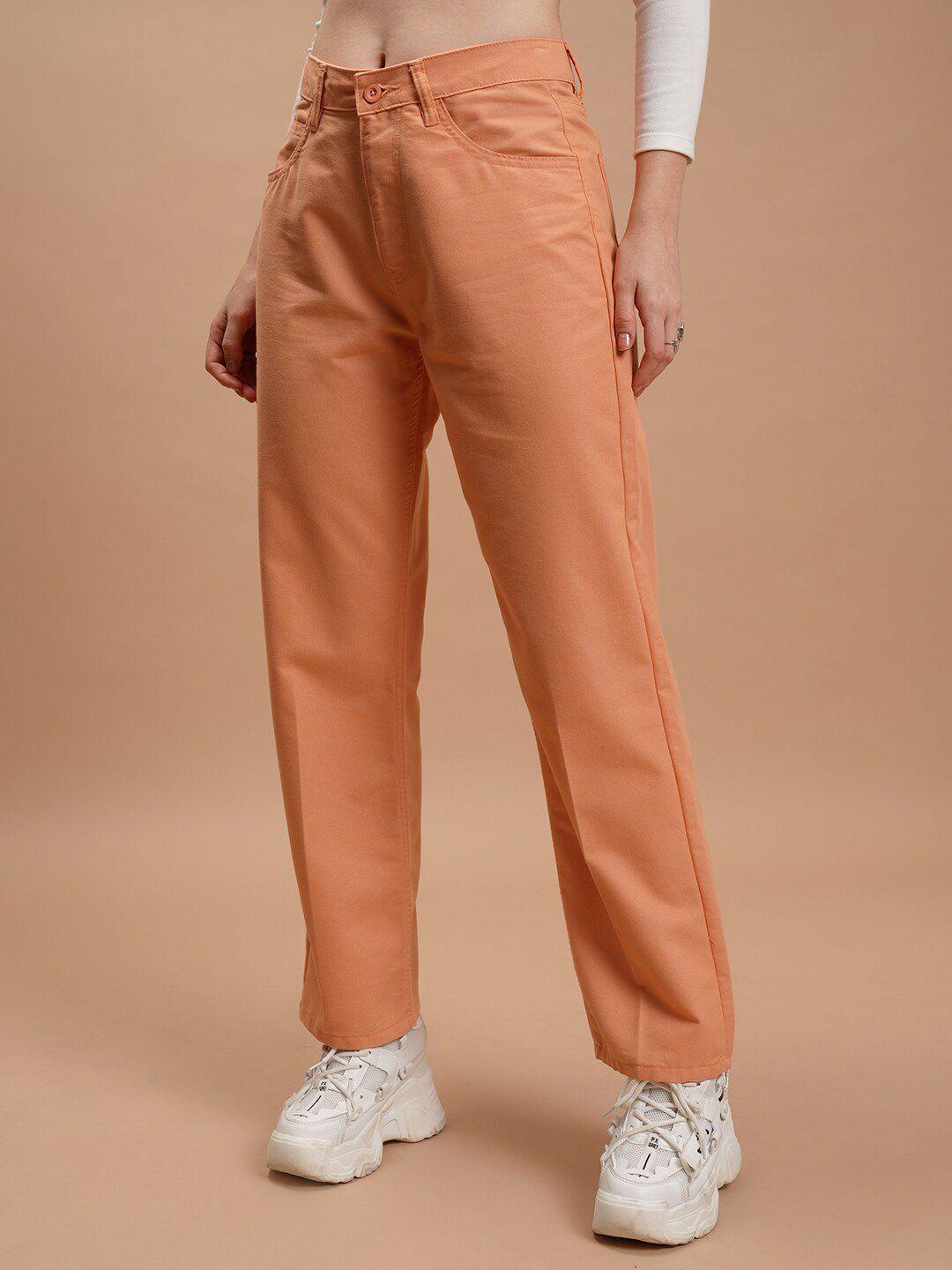 tokyo talkies women orange flared trousers