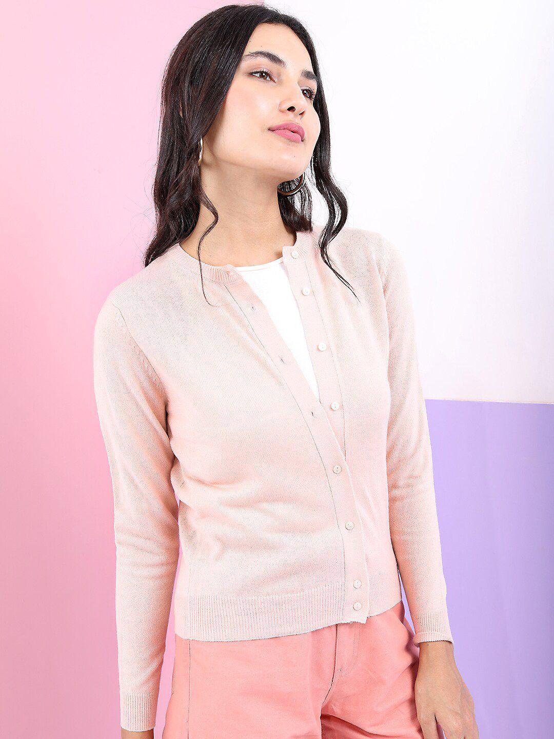 tokyo talkies women pink cardigan