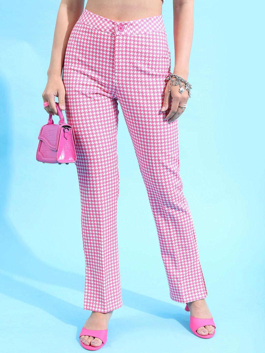 tokyo talkies women pink conversational printed trousers