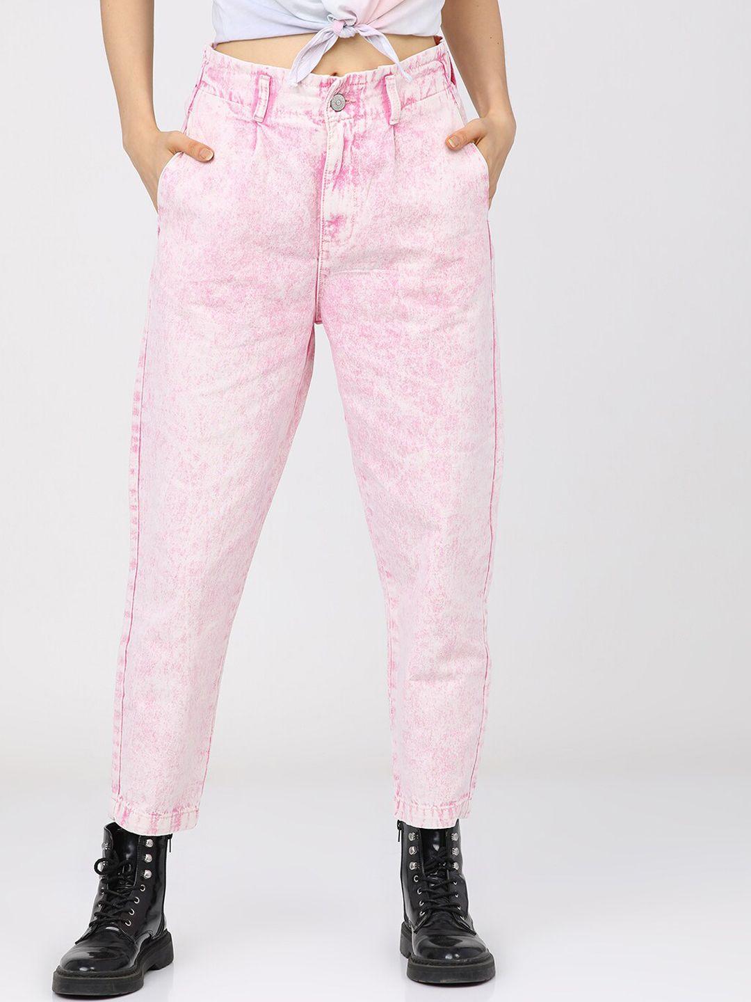 tokyo talkies women pink high-rise stretchable jeans