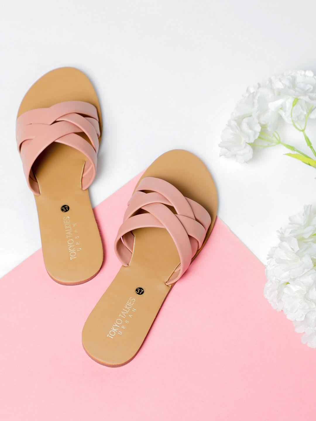 tokyo talkies women pink open toe flats