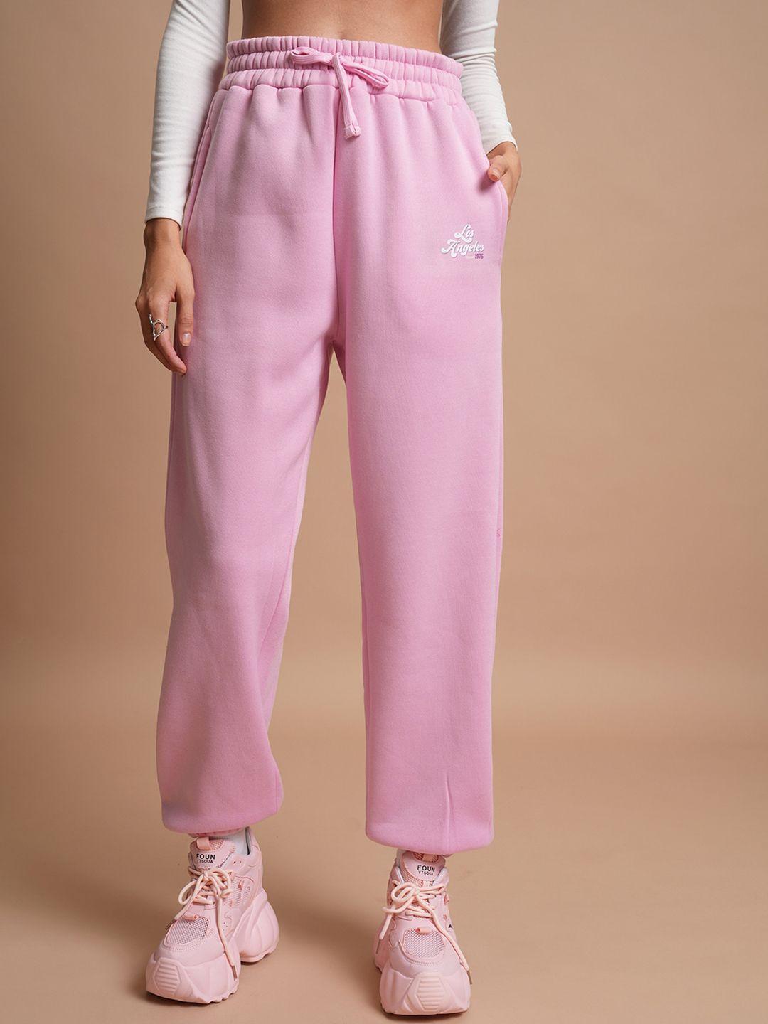 tokyo talkies women pink relaxed fit joggers