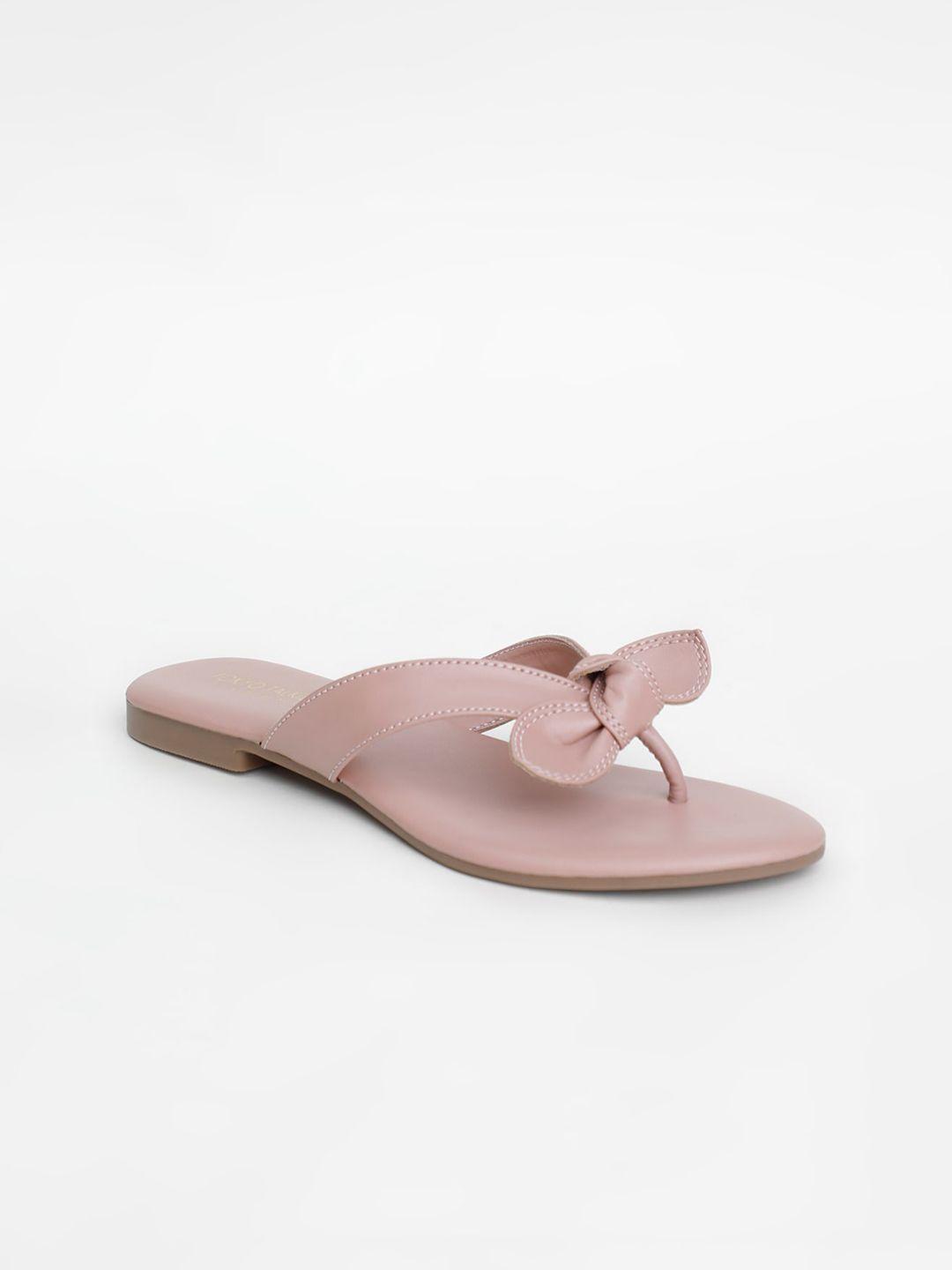 tokyo talkies women pink solid open toe flats with bows