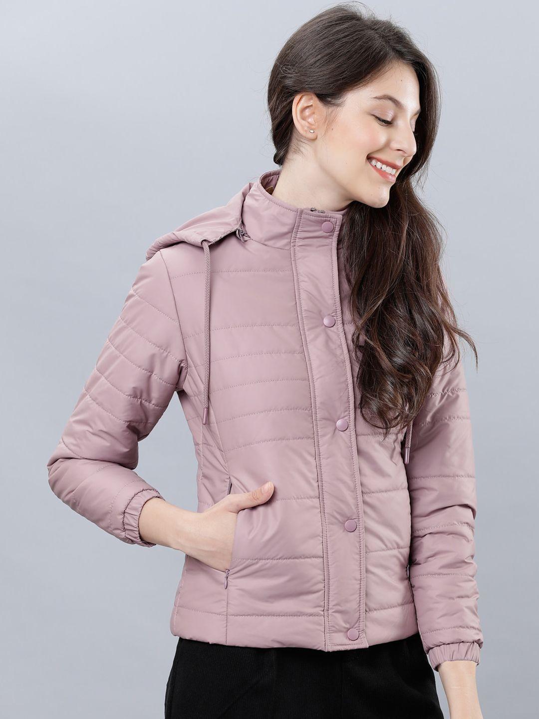 tokyo talkies women pink solid padded jacket