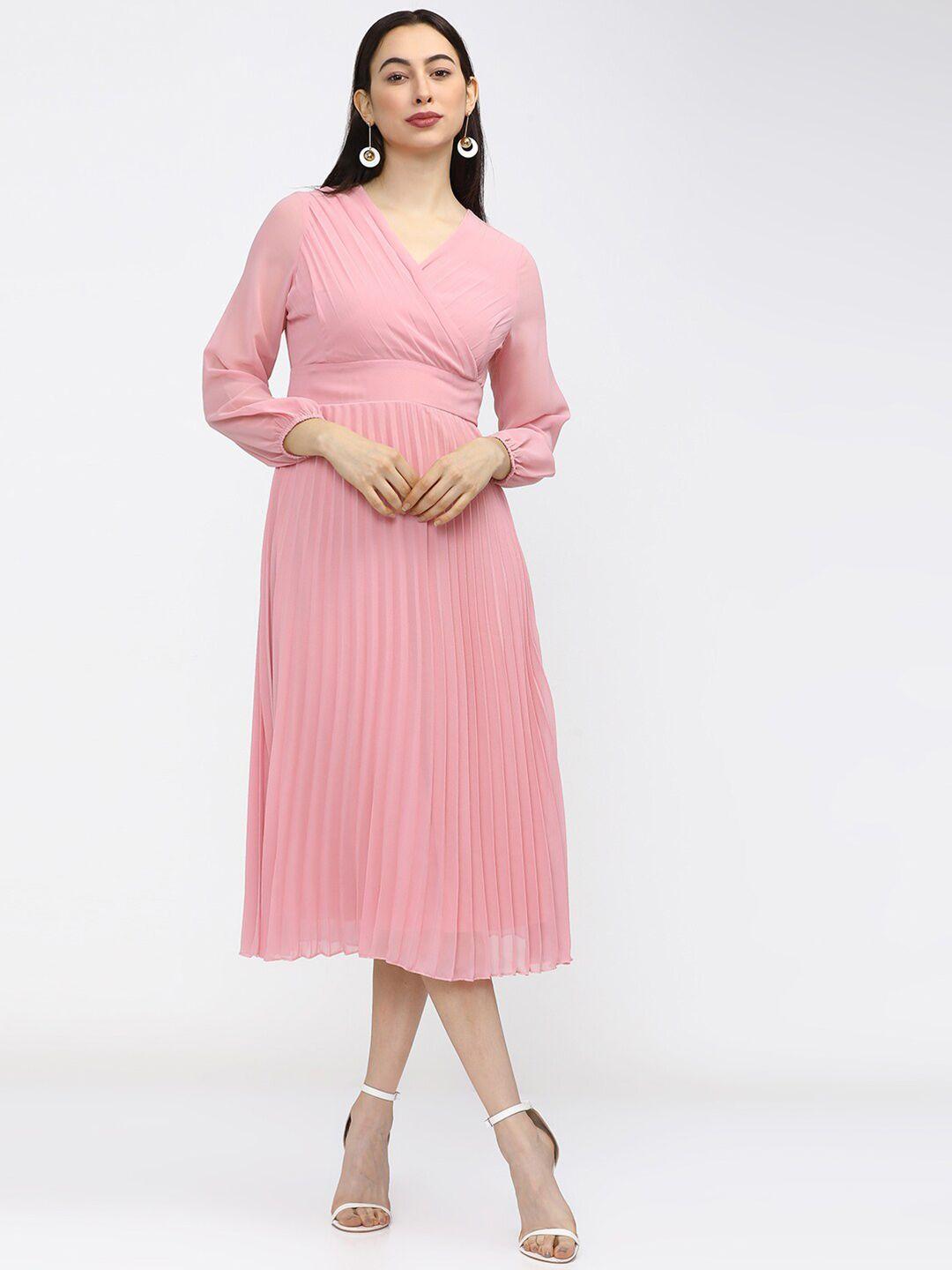 tokyo talkies women pink wrap midi dress