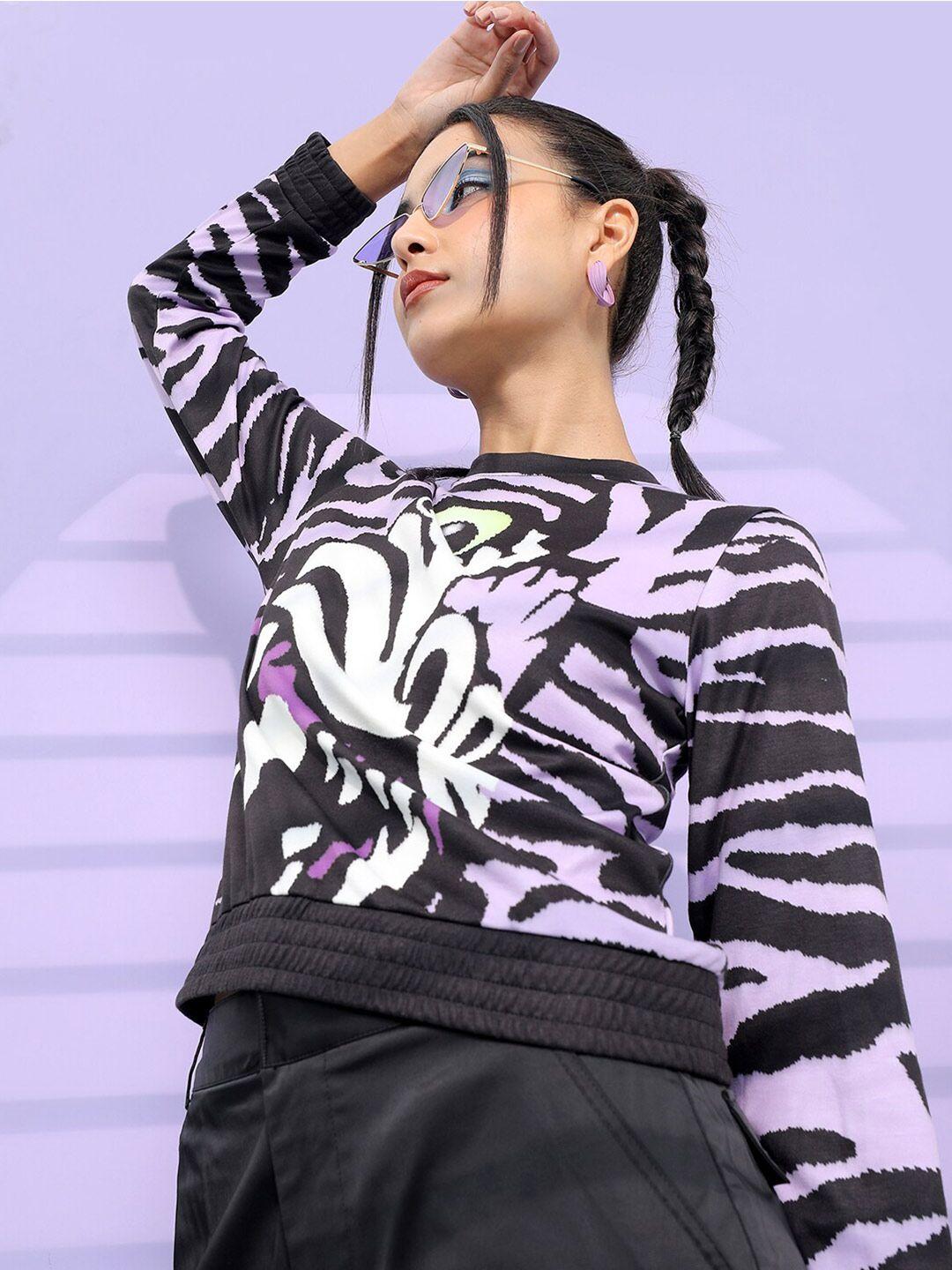 tokyo talkies women printed round neck sweatshirt