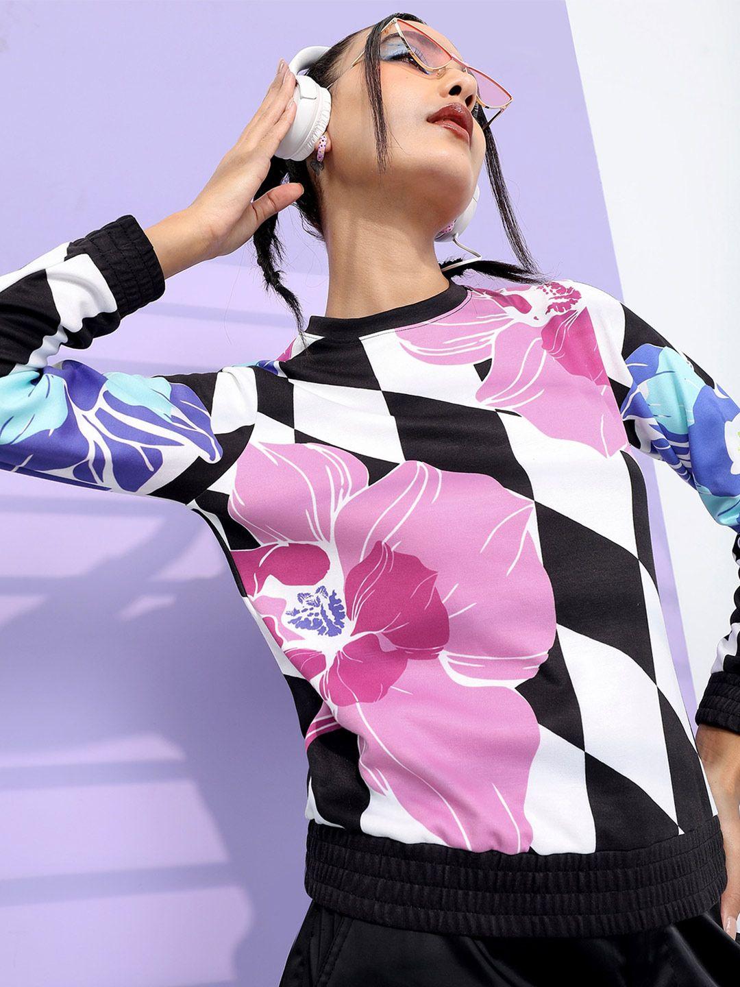 tokyo talkies women printed round neck sweatshirt