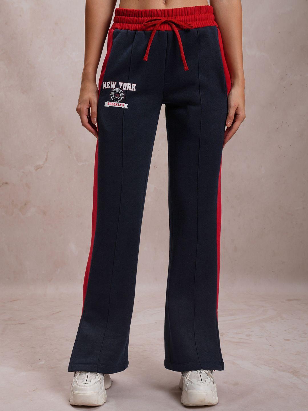 tokyo talkies women printed with side panel detail bootcut track pants