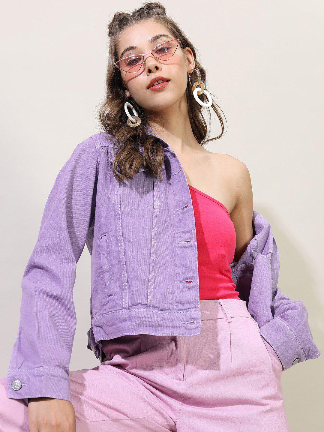 tokyo talkies women purple denim jacket