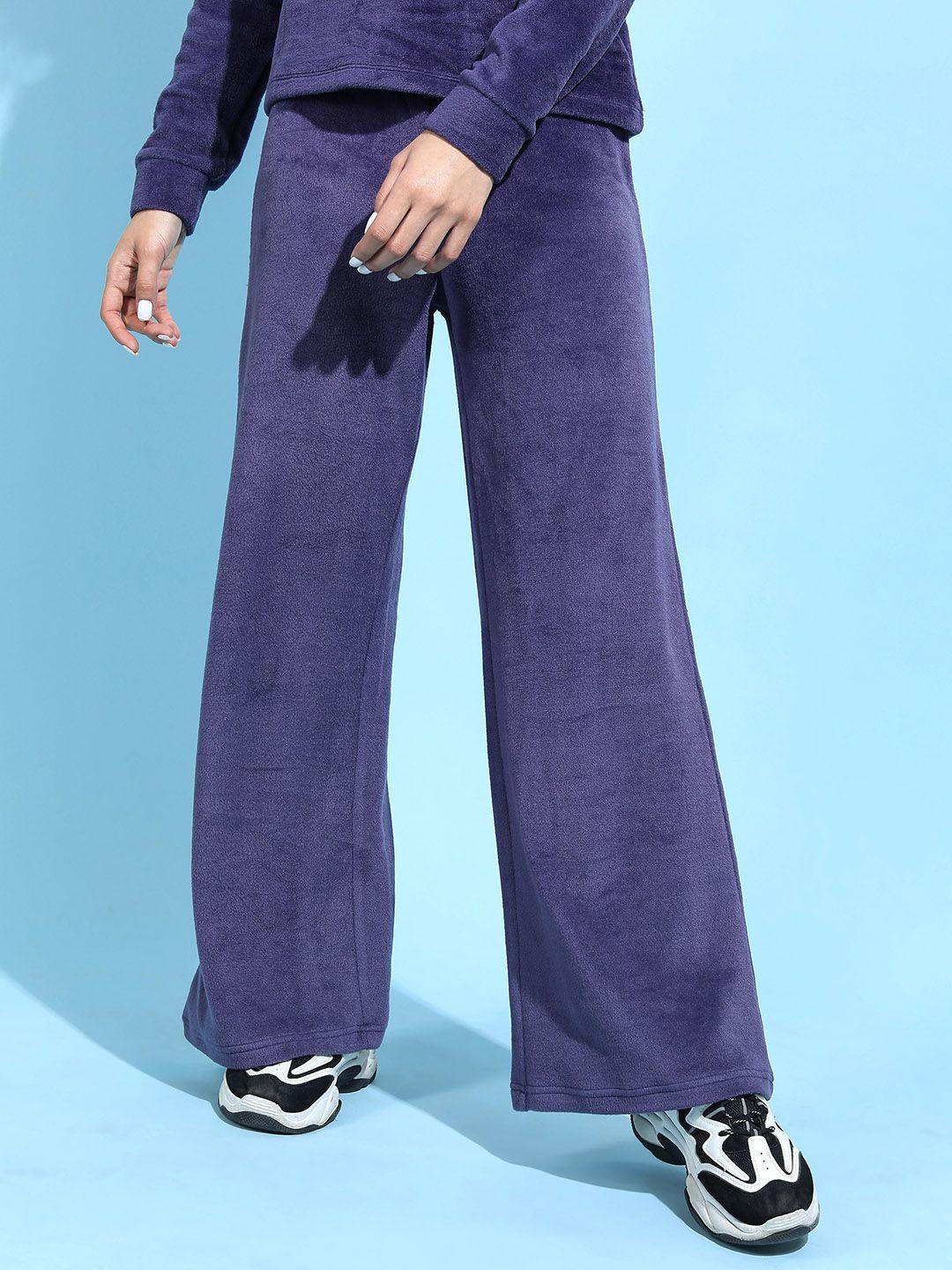 tokyo talkies women purple flared bootcut trousers