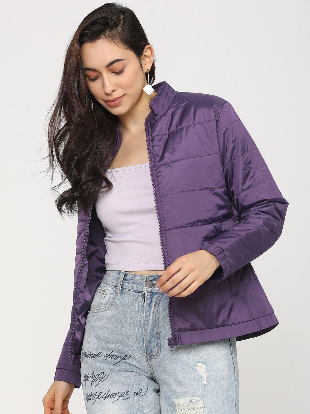 tokyo talkies women purple puffer jacket